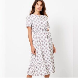 Loft Medallion Cotton Midi Dress NWT